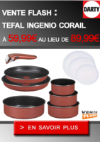 Vente flash : Tefal Ingenio corail à 59,99€ au lieu de 89,99€ - DARTY