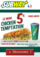 Le menu chicken temptation à 5€ - Subway