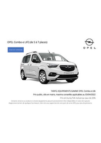 Prospectus Distributeur OPEL PGM ITALIE SAS PARIS : Opel Combo-e Life