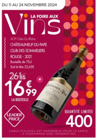 Prospectus Leader Price Aix-en-Othe : La Foire aux vins