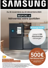 Prospectus Boulanger Biganos : Samsung : jusqu'à 500€ remboursés sur une sélection de réfrigérateurs