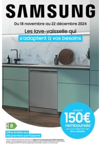 Prospectus Boulanger Biganos : Samsung : jusqu'à 150€ remboursés sur une sélection de lave-vaisselle