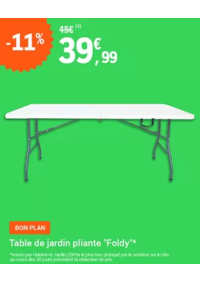 Prospectus Jardi E.Leclerc CROZON : Table de jardin pliante "Foldy"