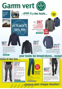 Prospectus Gamm vert MONTMARAULT : Vetements PRO