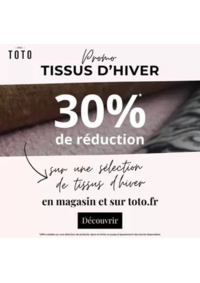 Prospectus TOTO PARIS 7 rue poncelet : C'est le moment parfait pour donner vie à vos plus beaux projets. Profitez de jusqu'à -30 % sur une 