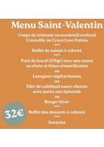 Prospectus crocodile : menu spécial pour la Saint Valentin