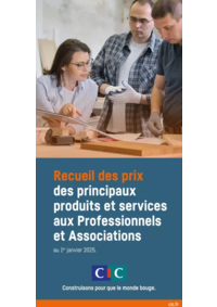 Prospectus CIC VOUZIERS : Recueil des prix des principaux produits et services aux Professionnels et Associations