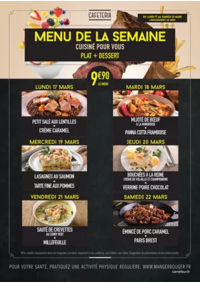 Prospectus Carrefour CLAIRA : MENUS CAFETERIA DU 17 AU 22 MARS 2025