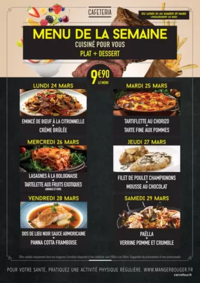 Prospectus Carrefour AIRE SUR LA LYS : MENUS CAFETERIA DU 24 AU 29 MARS 2025