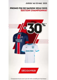 Prospectus Sport 2000 SARREBOURG : Promo Fin de saison 2024-2025 : -30% sur les maillots et survêtements de clubs édition championnat !
