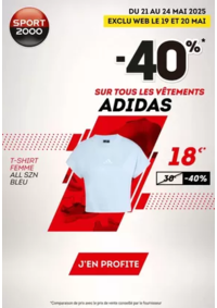 Prospectus Sport 2000 SARREBOURG : ADIDAS en promo : -40% sur le textile !