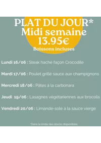 Prospectus Crocodile Paris - Massy : Plat Du Jour