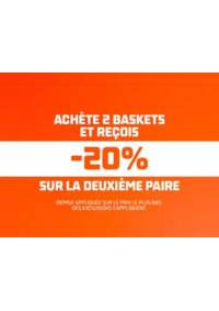 Prospectus Foot Locker Besançon Châteaufarine : Achète 2 paires de baskets et profite de -20 % sur la 2e.