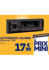 Prospectus Norauto : Autoradio sans tuner radio CALIBER RMD035MP Bluetooth&Sans mécanique CD/DVD