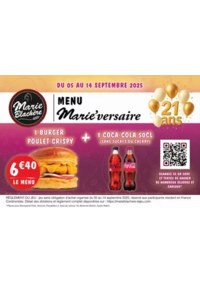 Prospectus Marie Blachère Beaune : Menu Marie’Versaire