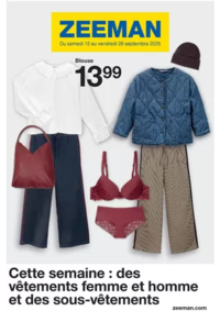 Prospectus Zeeman Denain : Cette semaine : des vêtements femme et homme et des sous-vêtements