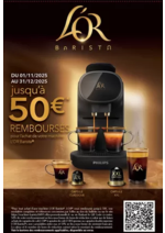 Promos et remises  : 50€ remboursés pour l'achat d'une machine l'OR BARISTA